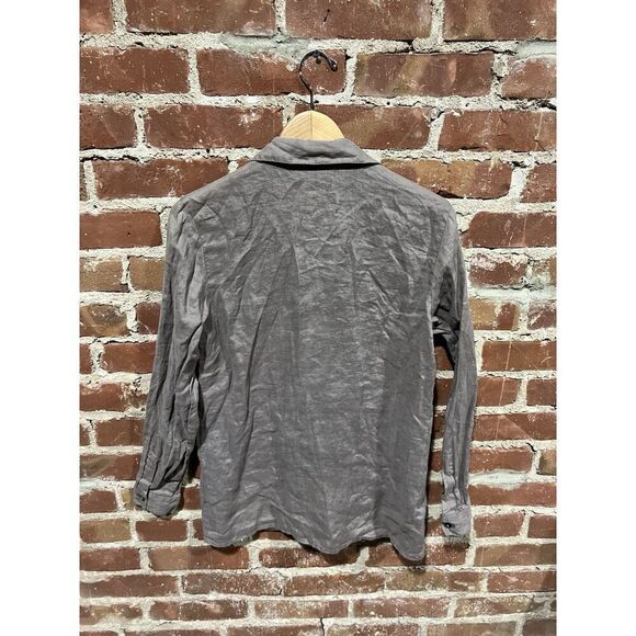 August Silk Womens Gray Double Pocket Long Sleeve Button Up Shirt Size Medium - Picture 2 of 3